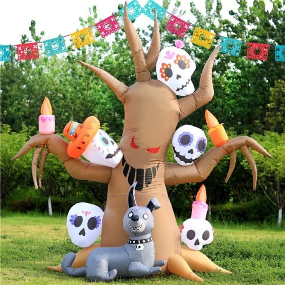 8FT Halloween Tree Inflatable Day Dead Skull Outdoor Decor